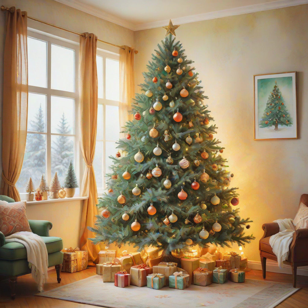 Christmas Scene in Whimsical Watercolour