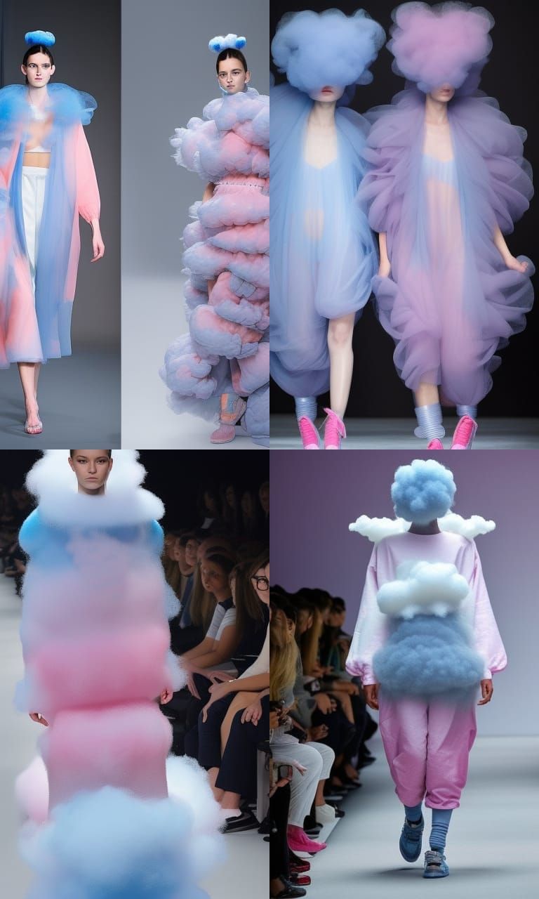 Cloud Fabric Fashion on Catwalk Models