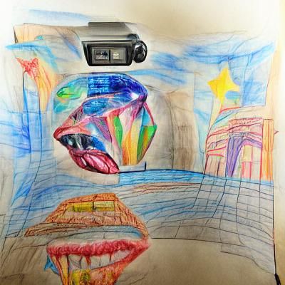 Art Deco Child's Drawing in Holographic Watercolor