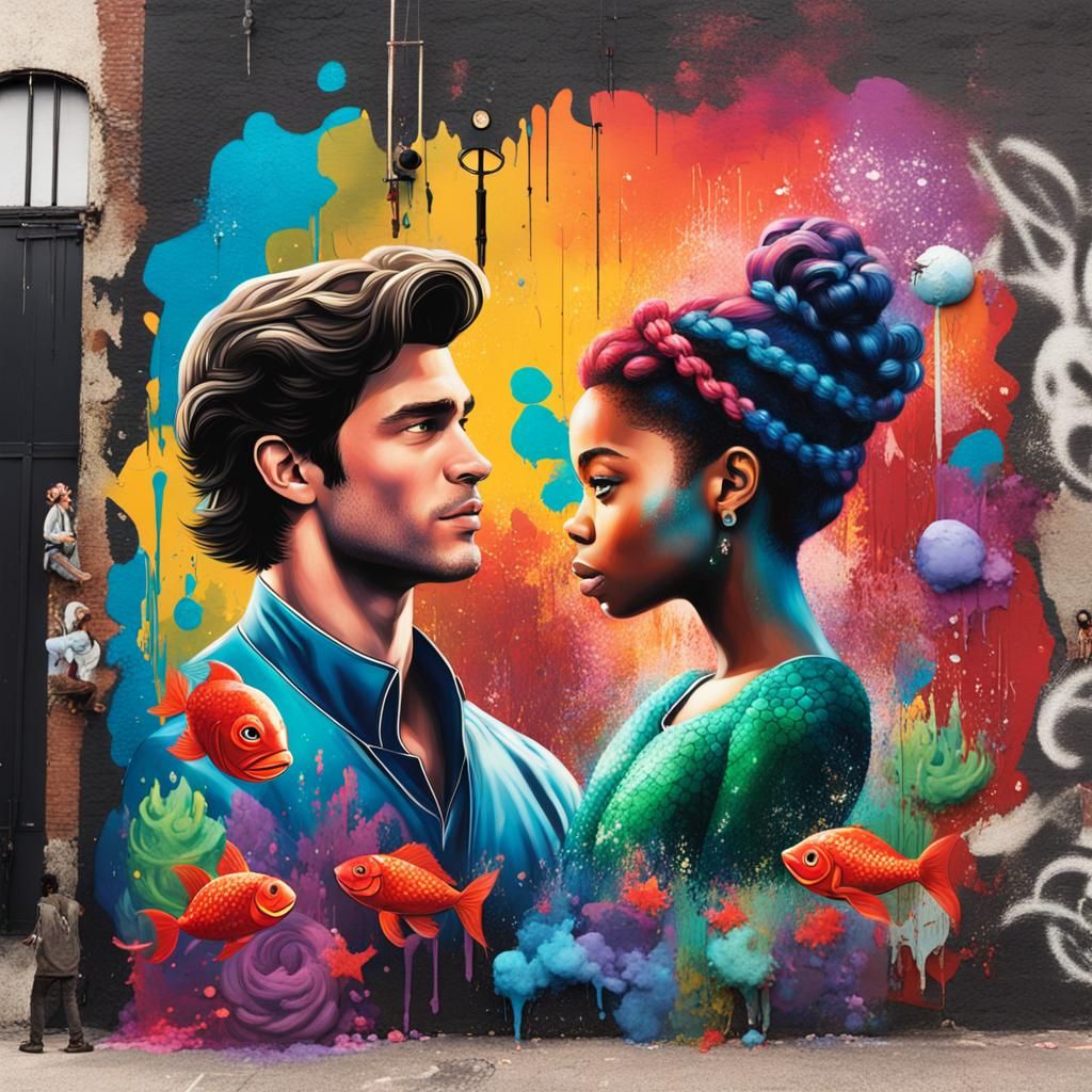 Graffiti Art: Prince Eric and Ariel