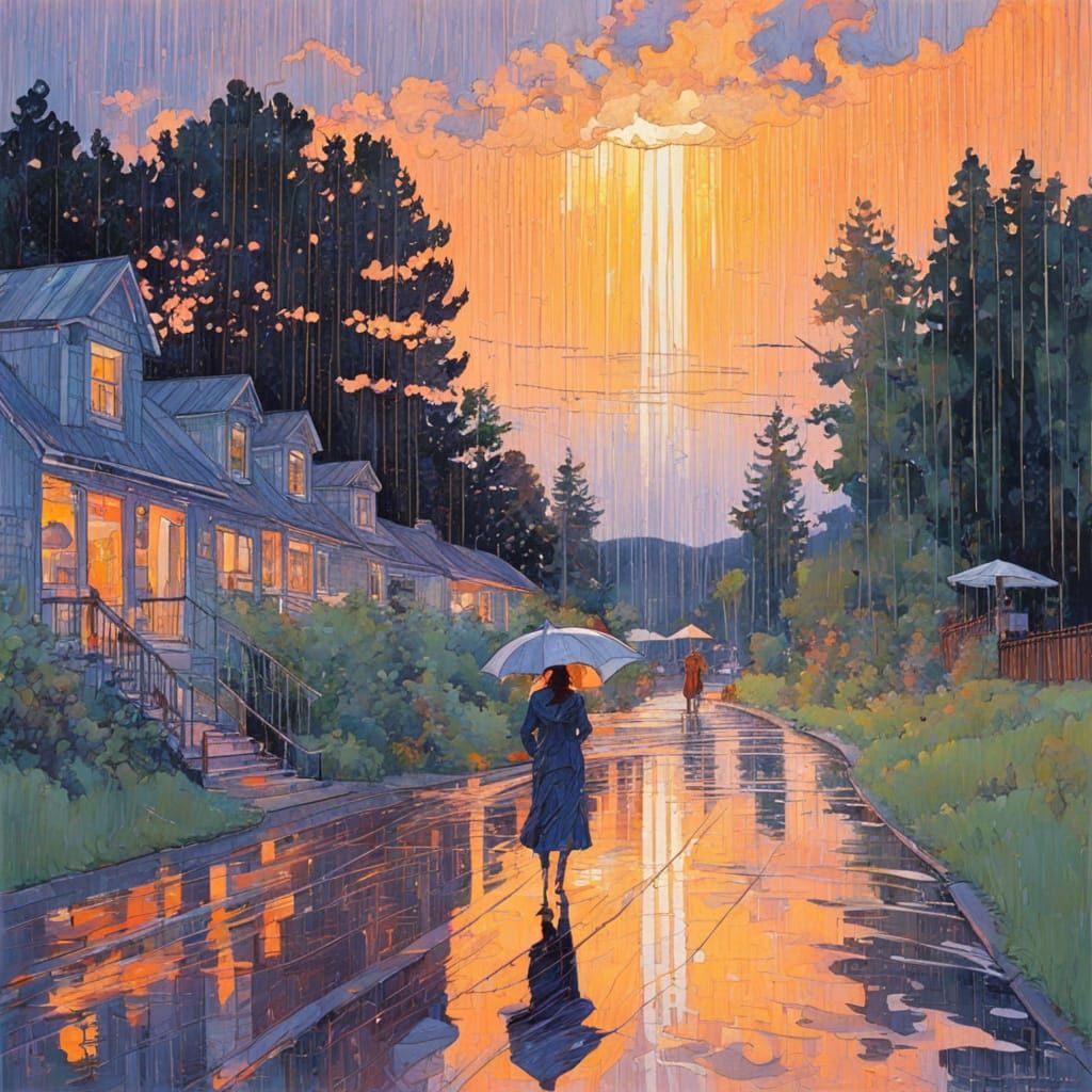 Summer Rain Shower: Modern Portraiture Style