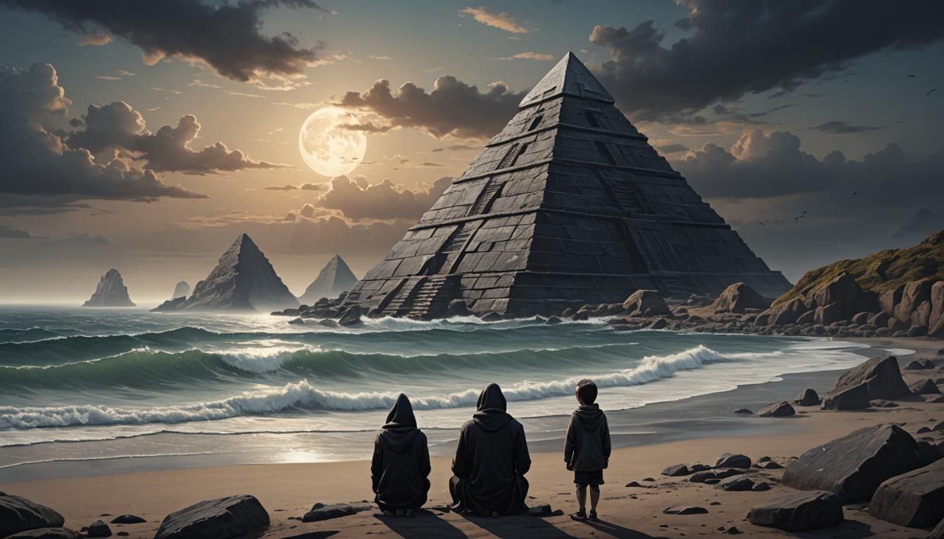 Dark Fantasy Pyramid by the Sea