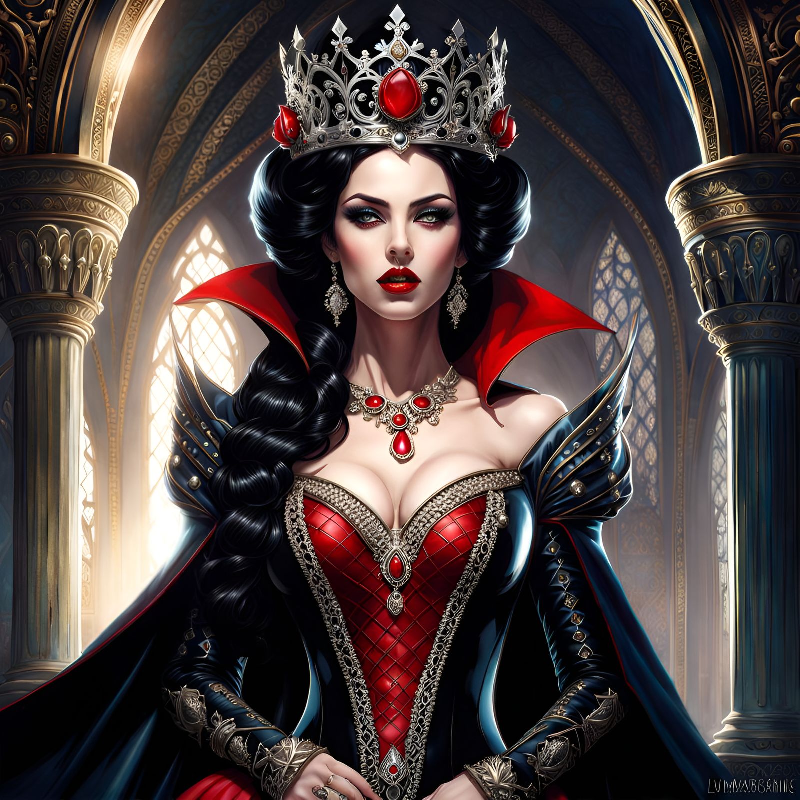 Gothic Snow White in Detailed Fantasy Art