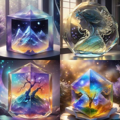 Ethereal Glass Castle in Origami-Inspired Art