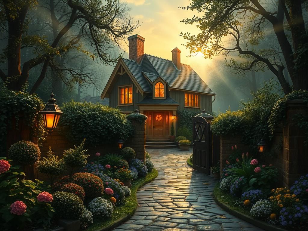 Golden Gateway Dreamscape in Kinkade Style