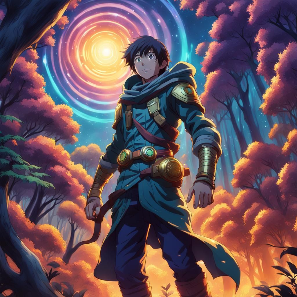 Anime Infinity Gauntlet in Lush Forest Scene with Studio Ghi...