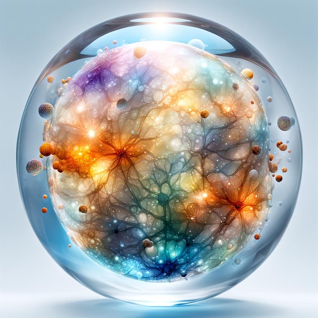 Luminous Jellyfish Surround Transparent Globe in Ocean