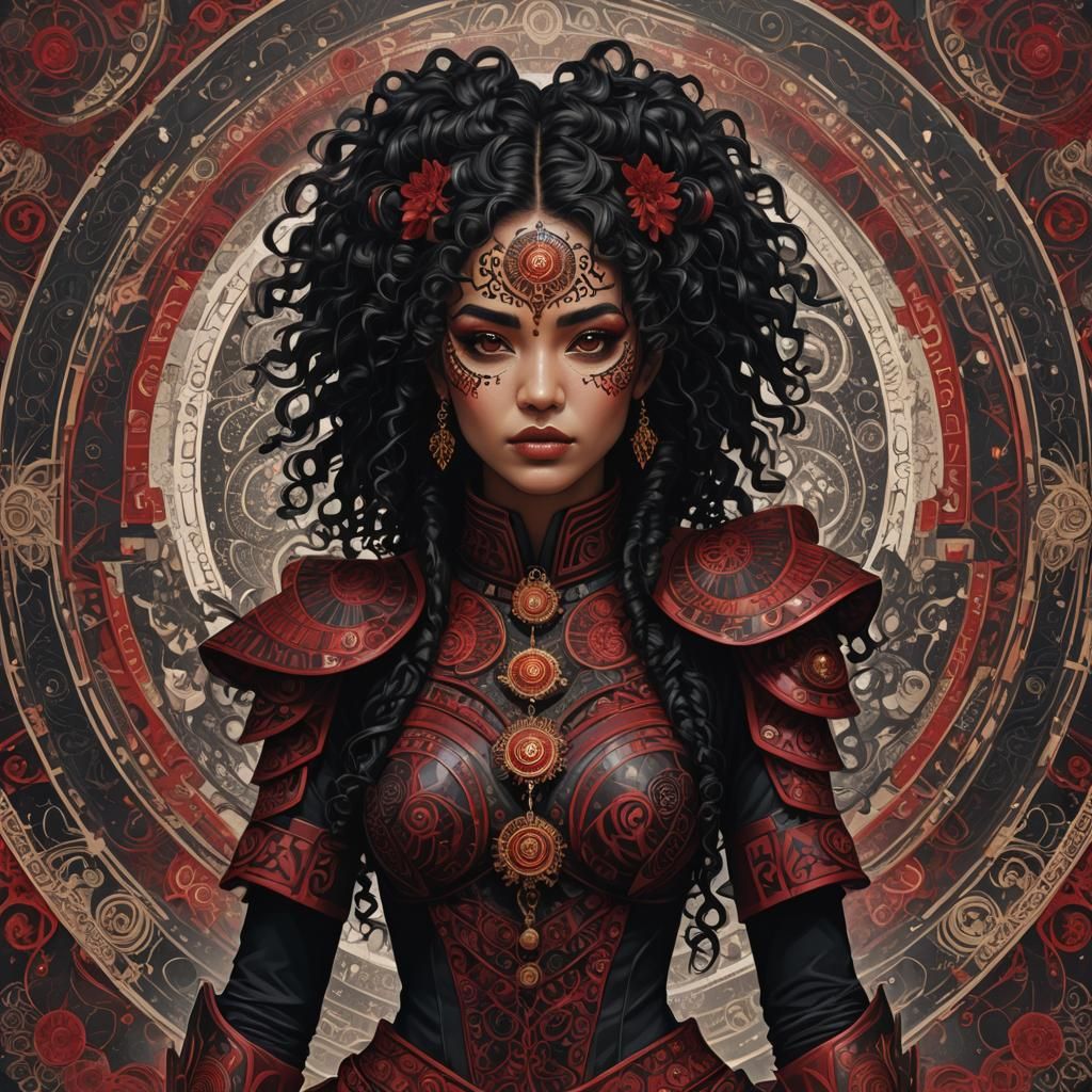 Arabic Armored Woman with Fractal War Paint