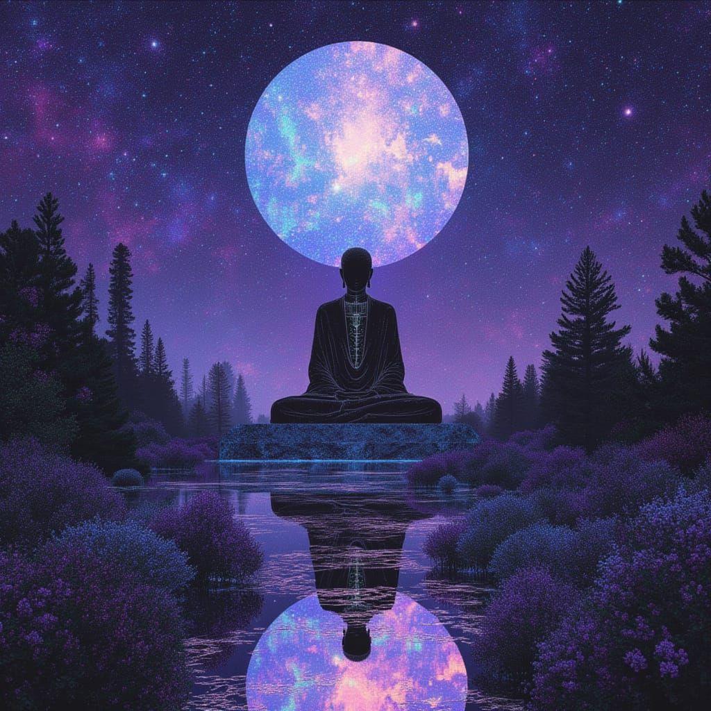 Surreal Cyberpunk Cityscape of a Futuristic Metropolis at Ni...