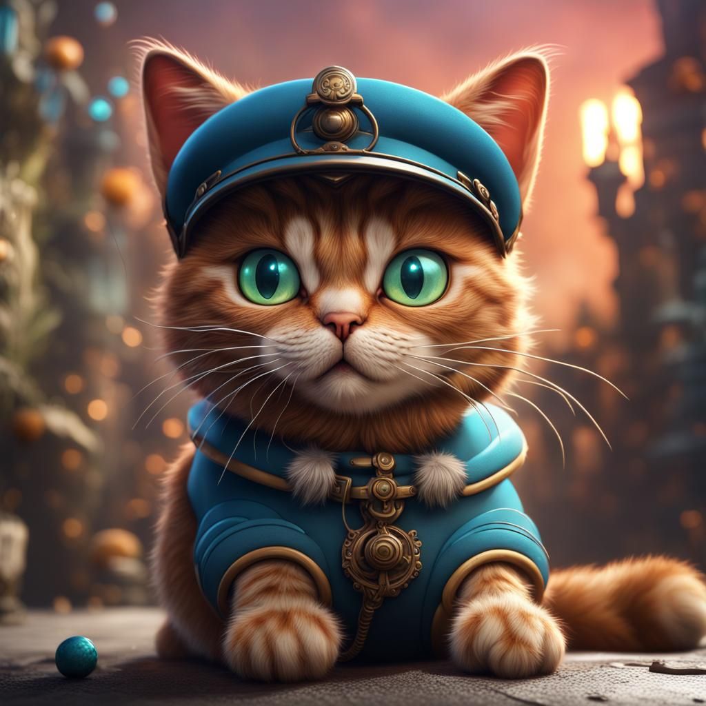 Funny Cat in Detailed Matte Painting Style