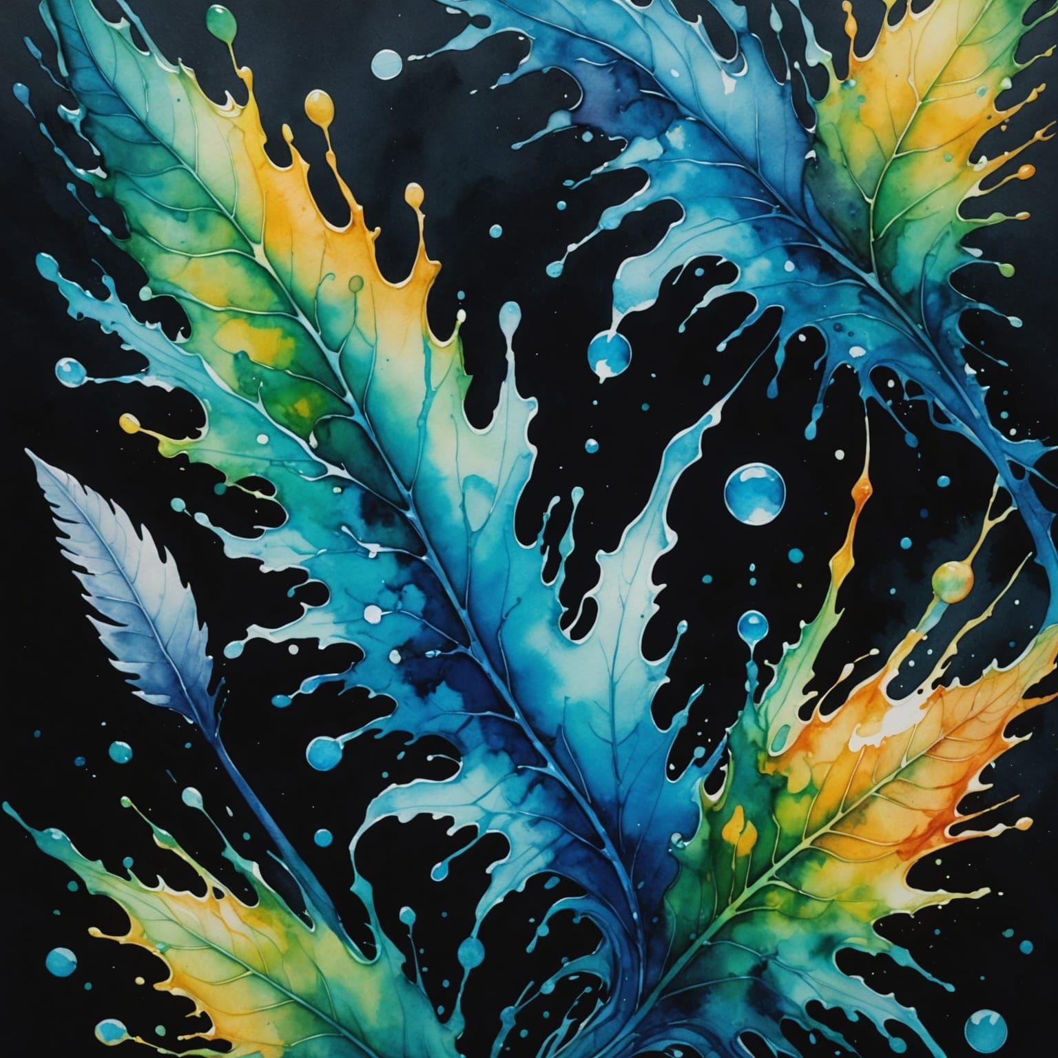 Vibrant Bioluminescent Portrait in Watercolour Style