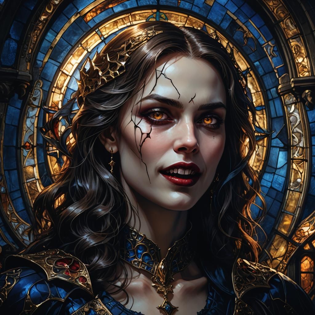Dark Fantasy Vampire Portrait with Fangs