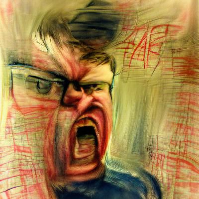 Expressive Self-Portrait of Rage