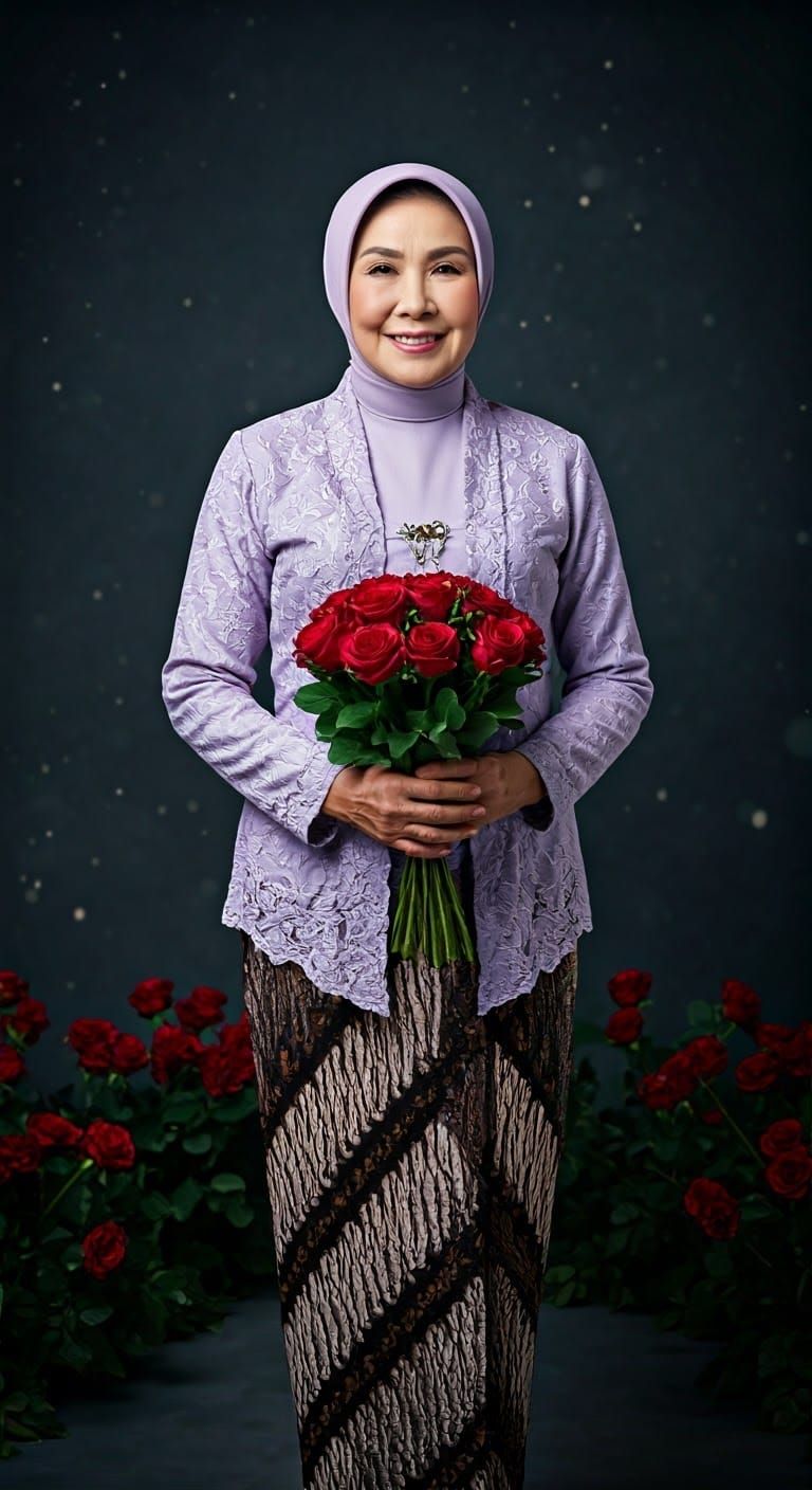 Elegant Korean Woman in Kebaya and Modern Hijab