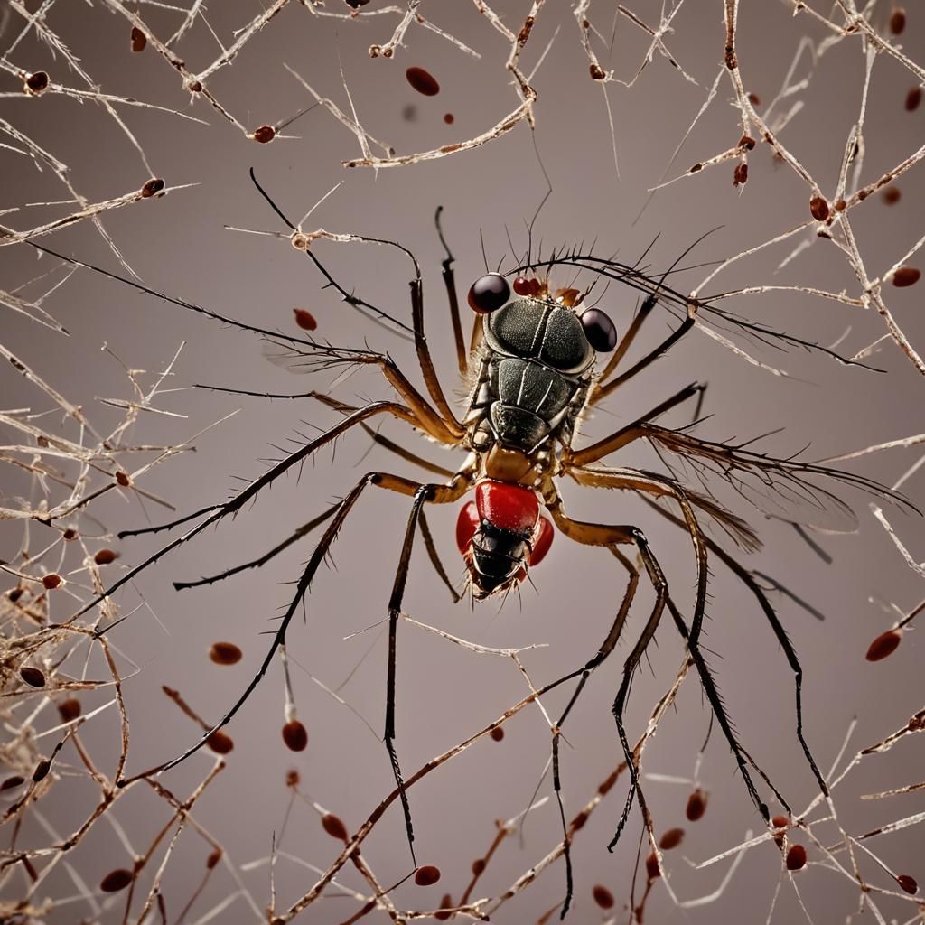 Hyperrealistic Old Man Squashes Mosquito, Blood Splatter