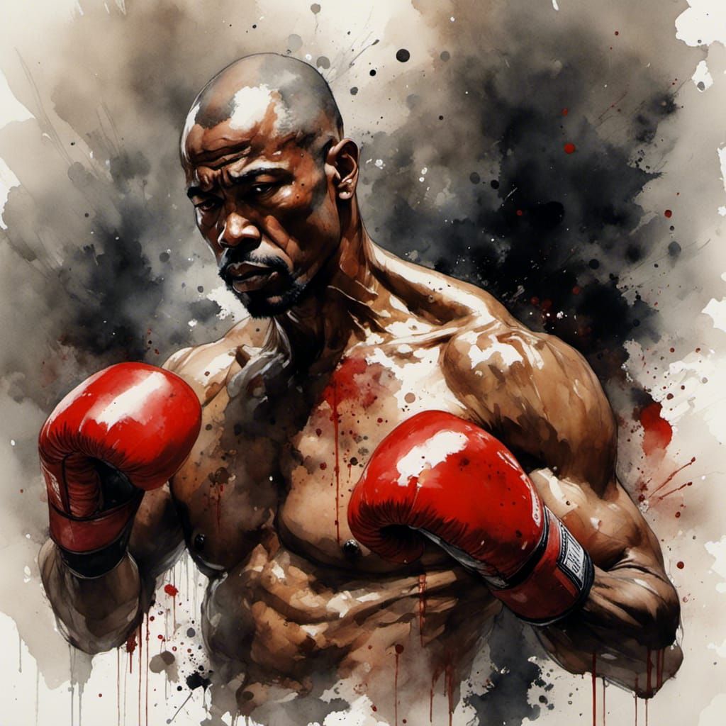 Old Boxer in Smoky Oil Painting Style