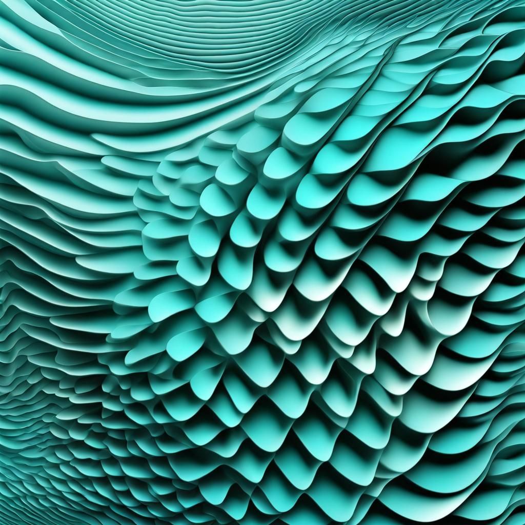 Turquoise Abstract Fractal with 3D Shading