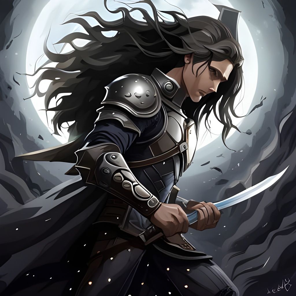 Menacing Black Knight in Snowy Forest