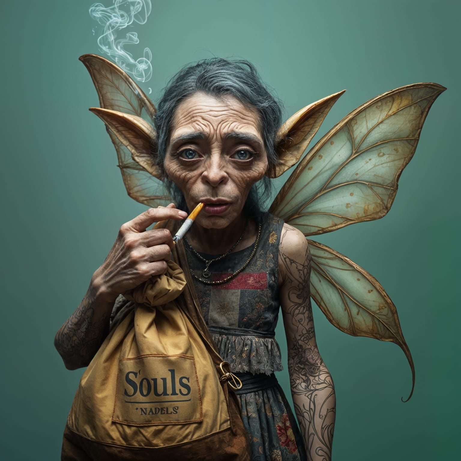 South Asian Fairy Witch with Sack in Hyperrealism