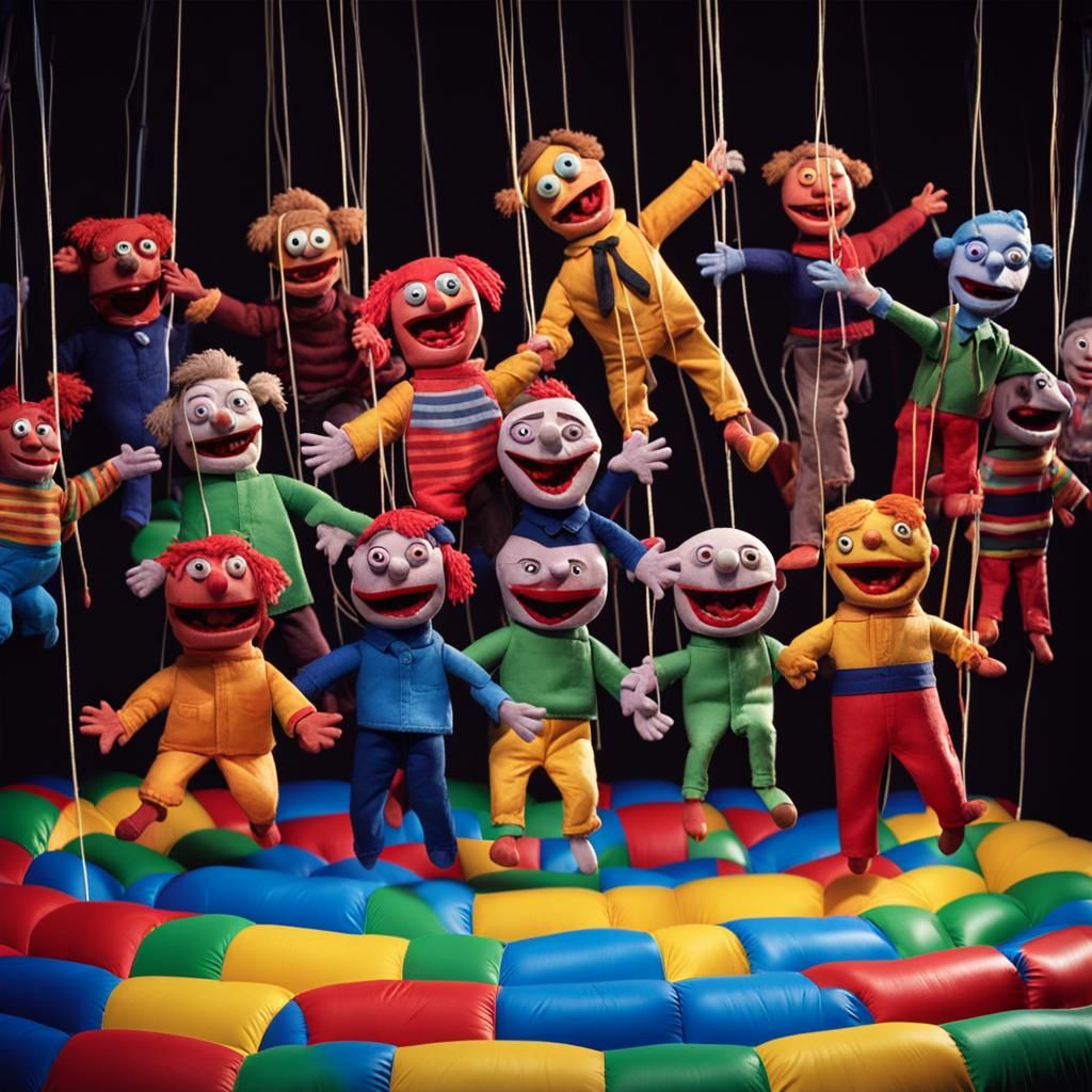 Creepy Puppets Jumping on Bouncy Castle: VHS Horror