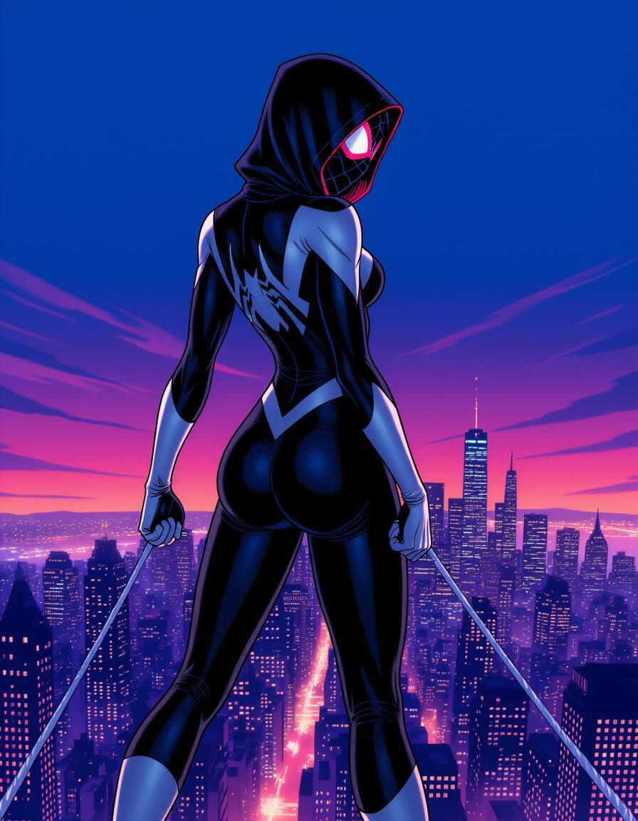 Colossal Spider-Gwen Towers Over Cityscape