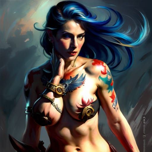 Wolf Warrior Woman in the Style of Classical Portraiture