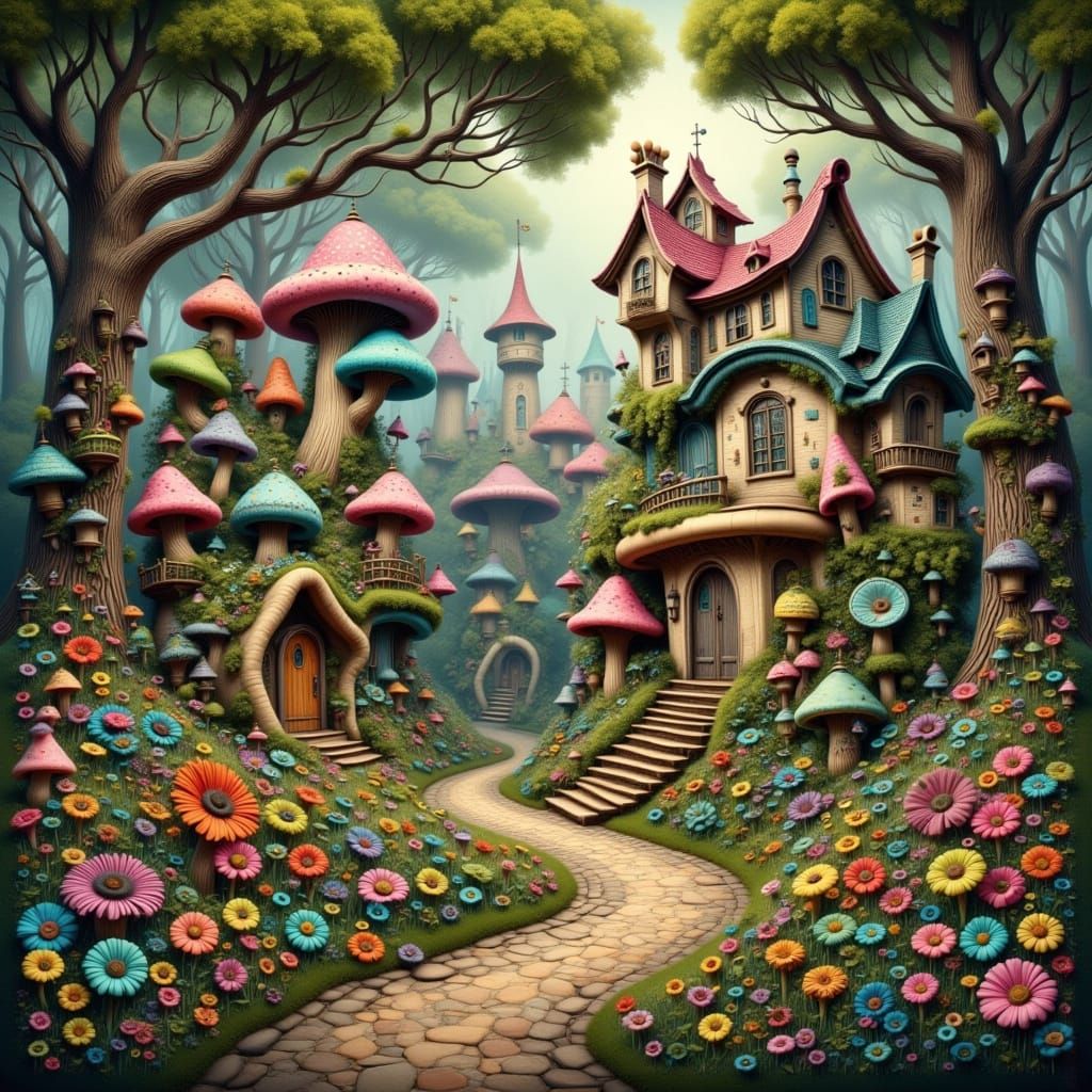 Enchanted Village in Magical Fern Forest