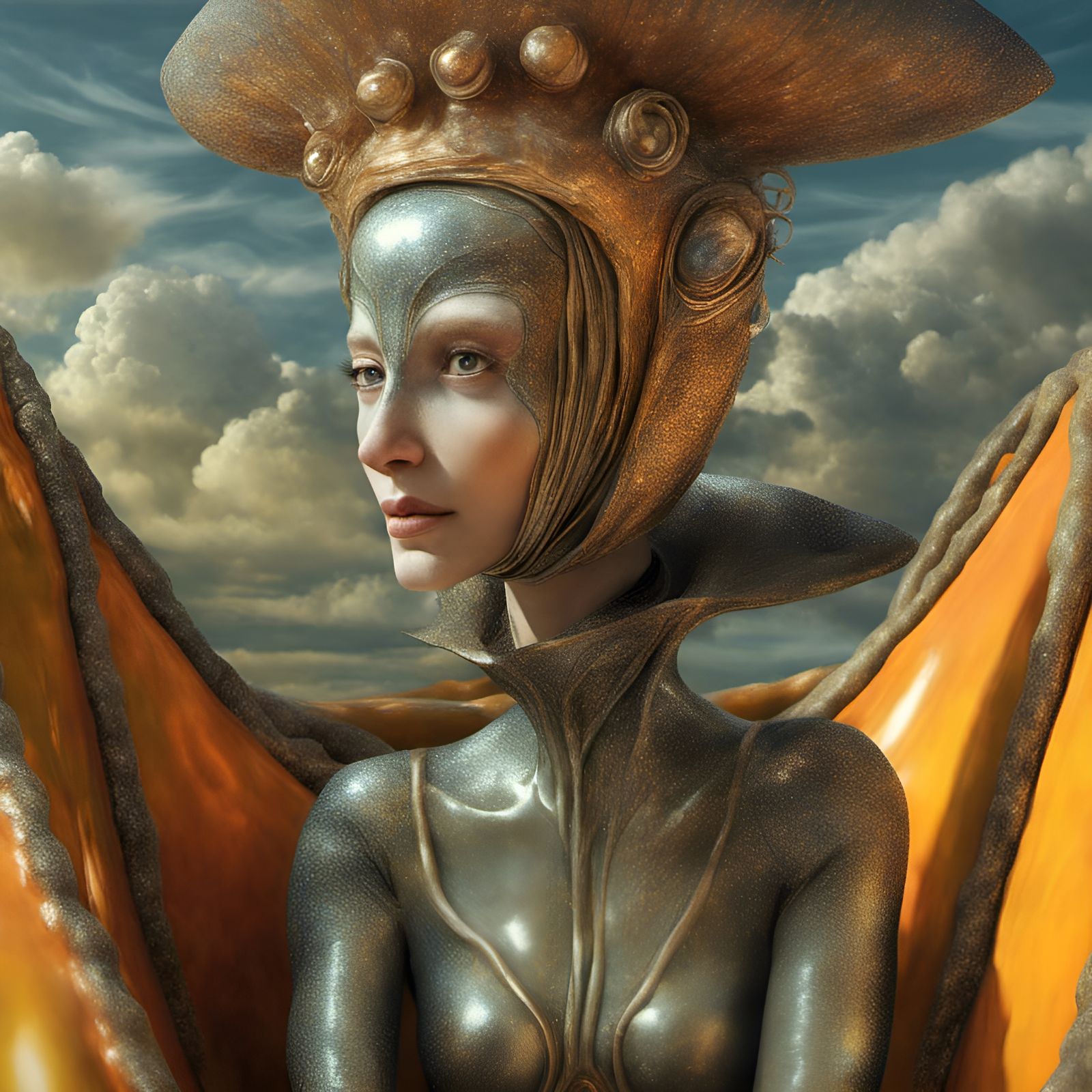 Smiling Alien People Sailing: Surreal 3D Art