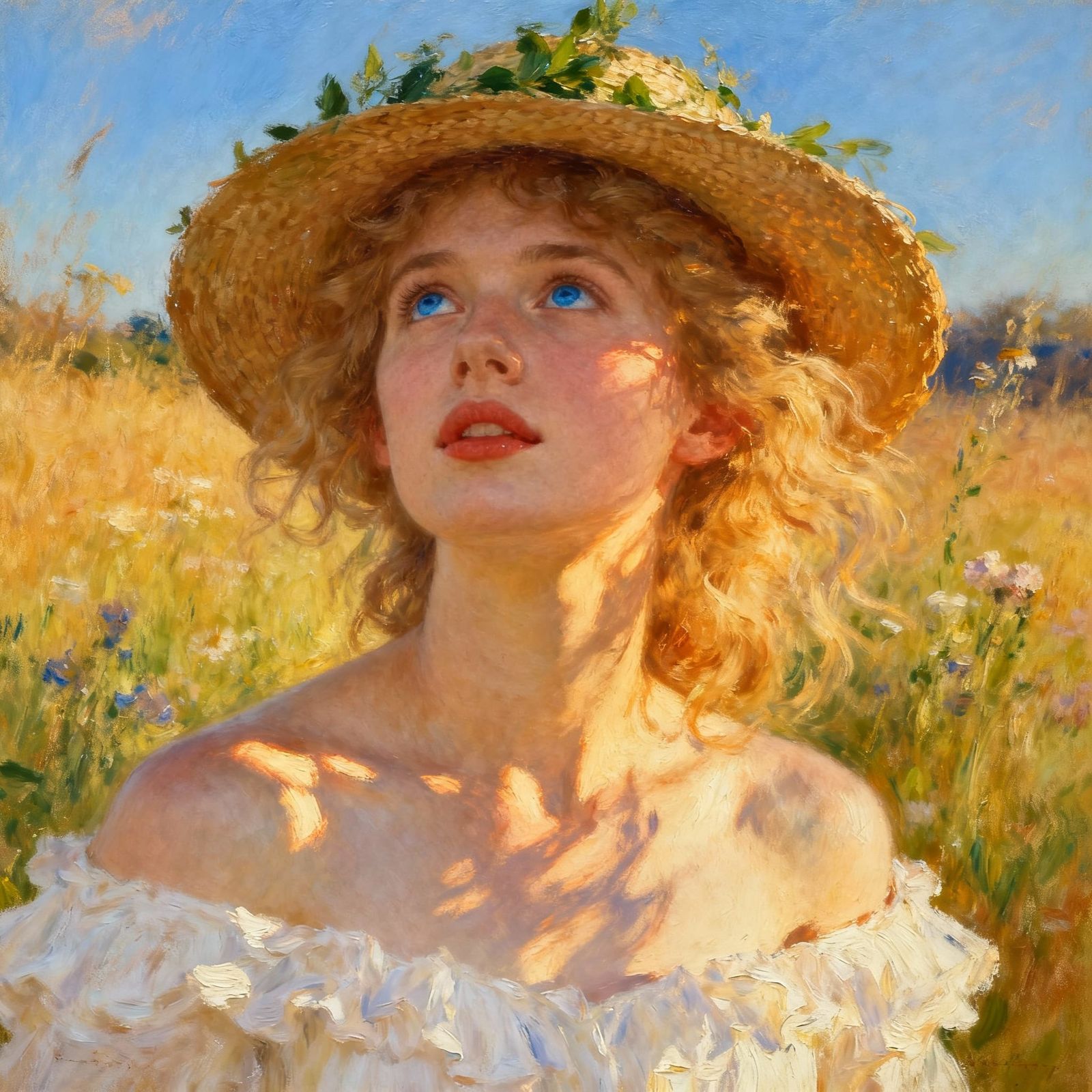 Idyllic Portrait of a Young Woman in a Wildflower Meadow