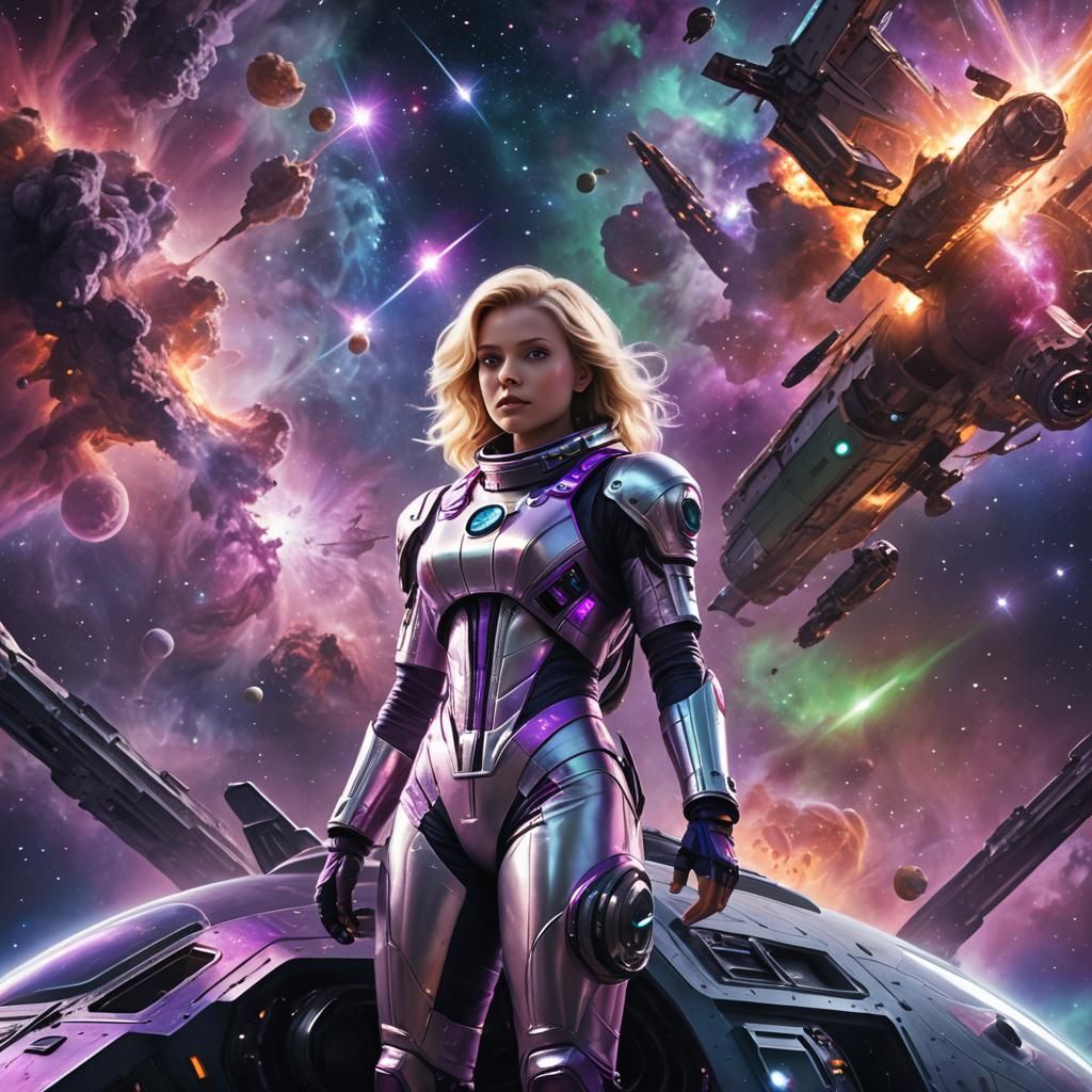 Blonde Babe in Spacesuit: Digital Matte Painting