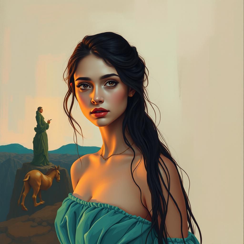 Ethereal Woman in Dreamlike Pixel Art Style