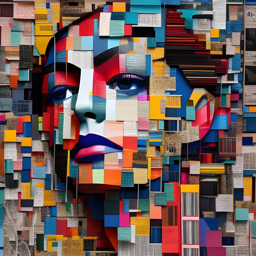 Geometric Collage Portrait in Pop Art Style