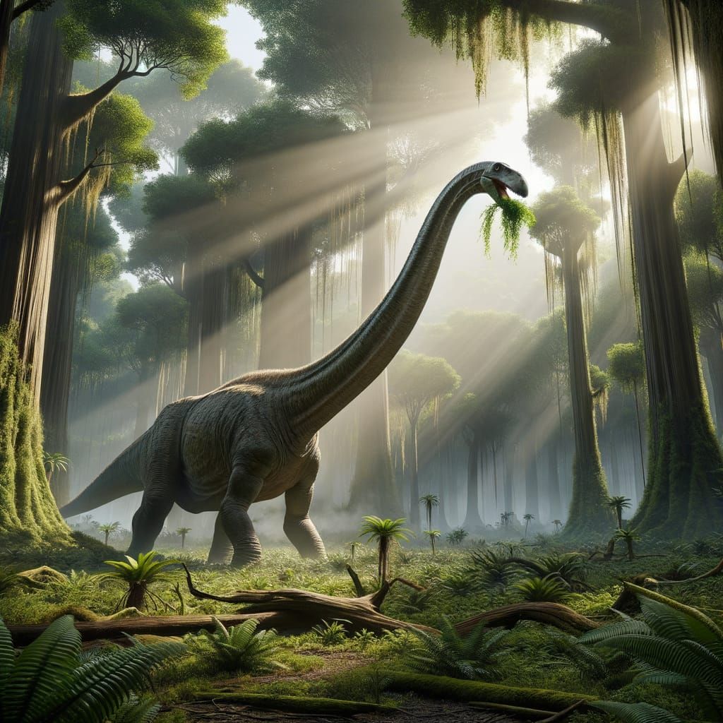 A Majestic Diplodocus in Primeval Forest