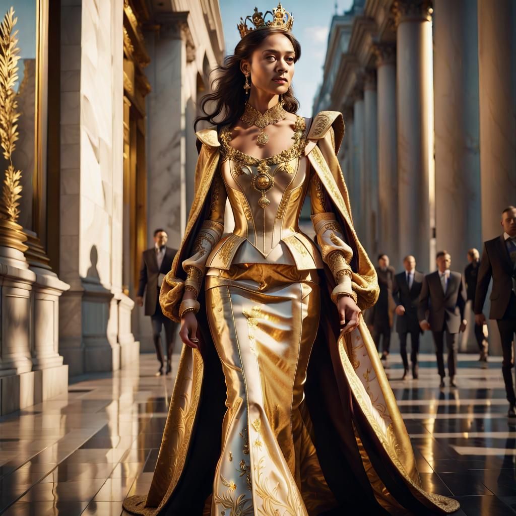 Regal Portrait of Royalty Walking City Streets