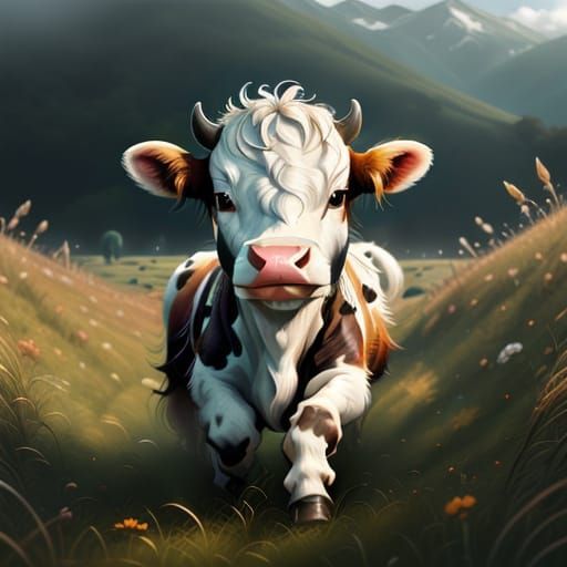 Cute Cows in a Serene Meadow Scene