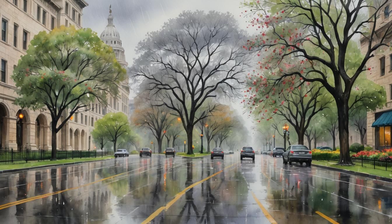 A damp day in Austin, Texas in early spring