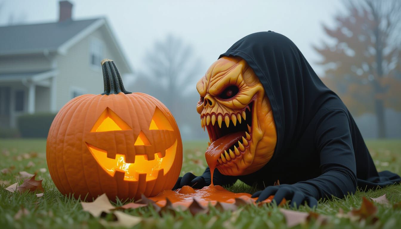 Halloween Pumpkin Transforms Into Terrifying Monster