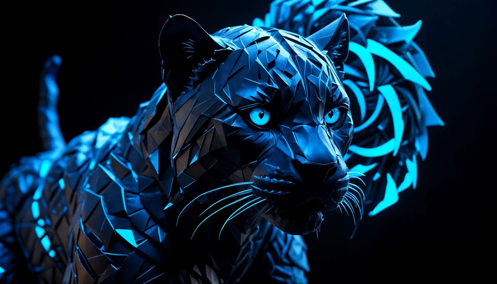 Hyperrealistic Origami Black Panther Sculpture