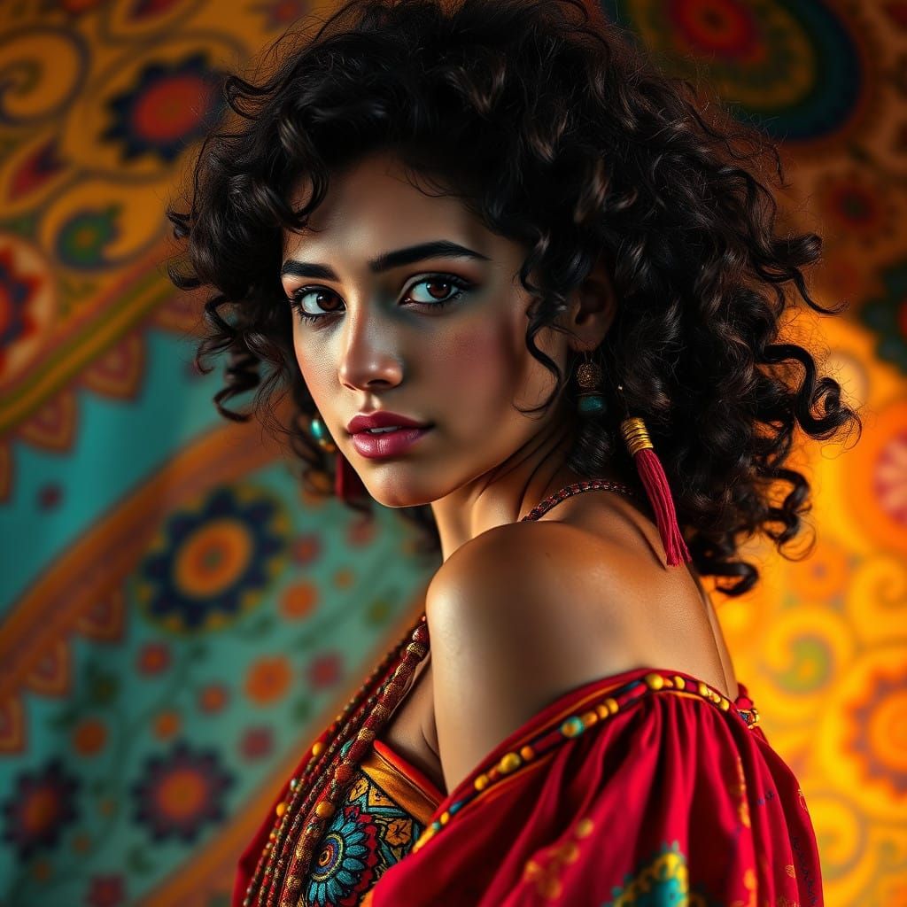 Whimsical Gypsy Woman Unfurls Her Wings