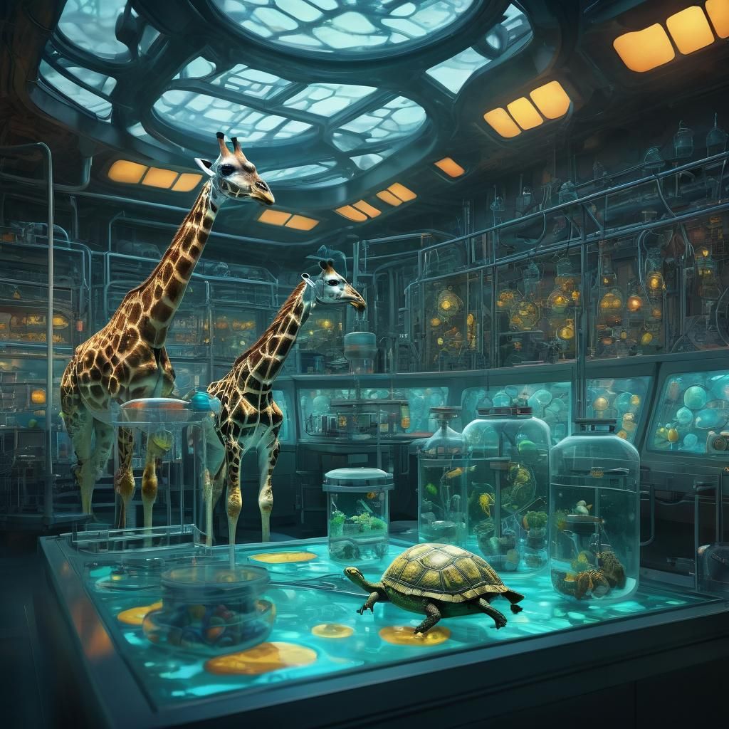 Giraffe and Turtle in Capsules: Concept Art