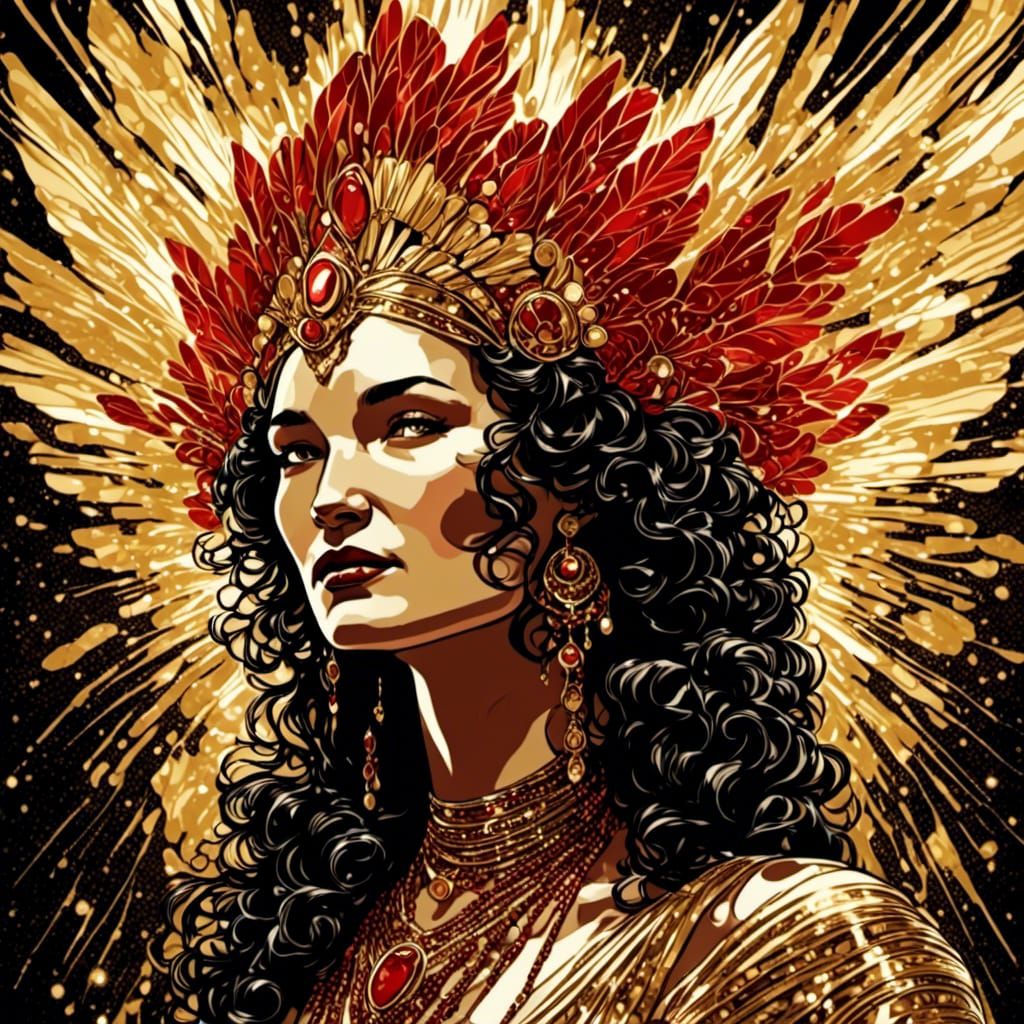 <lora:NeonBioGlowXL:1.0> <lora:Art Deco:1.0> <lora:IndigenousWoman:1.0> in style of art deco luminous glowing woman extr...