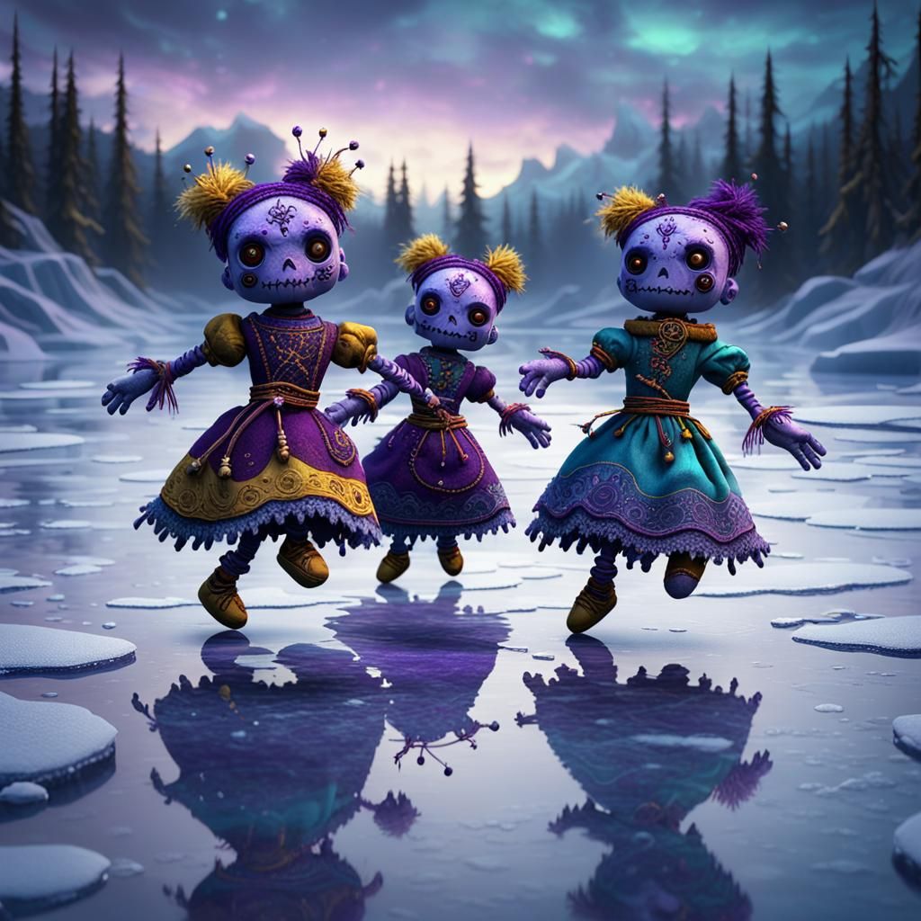 Voodoo Dolls Dance on Ice: Dark Fantasy Art