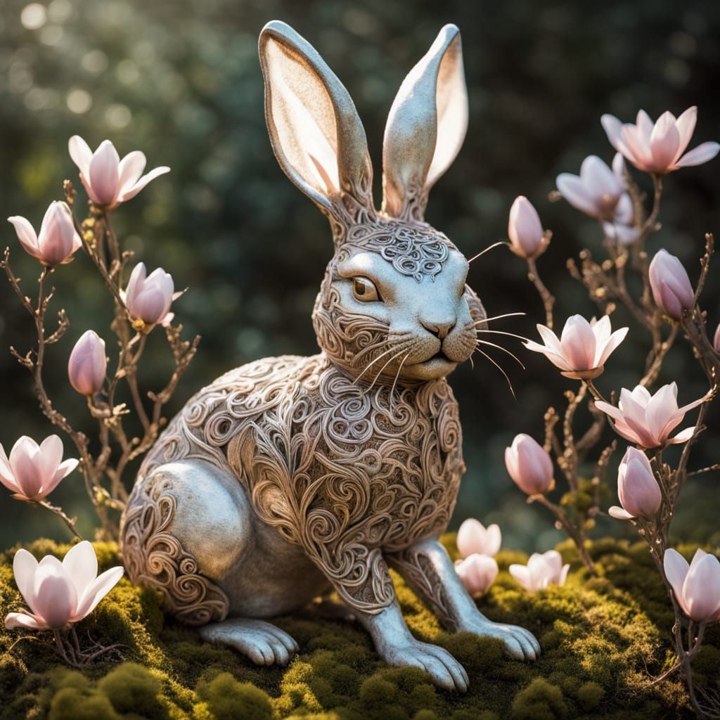 Eco-Art Sculpture with Ethereal Laughing Being