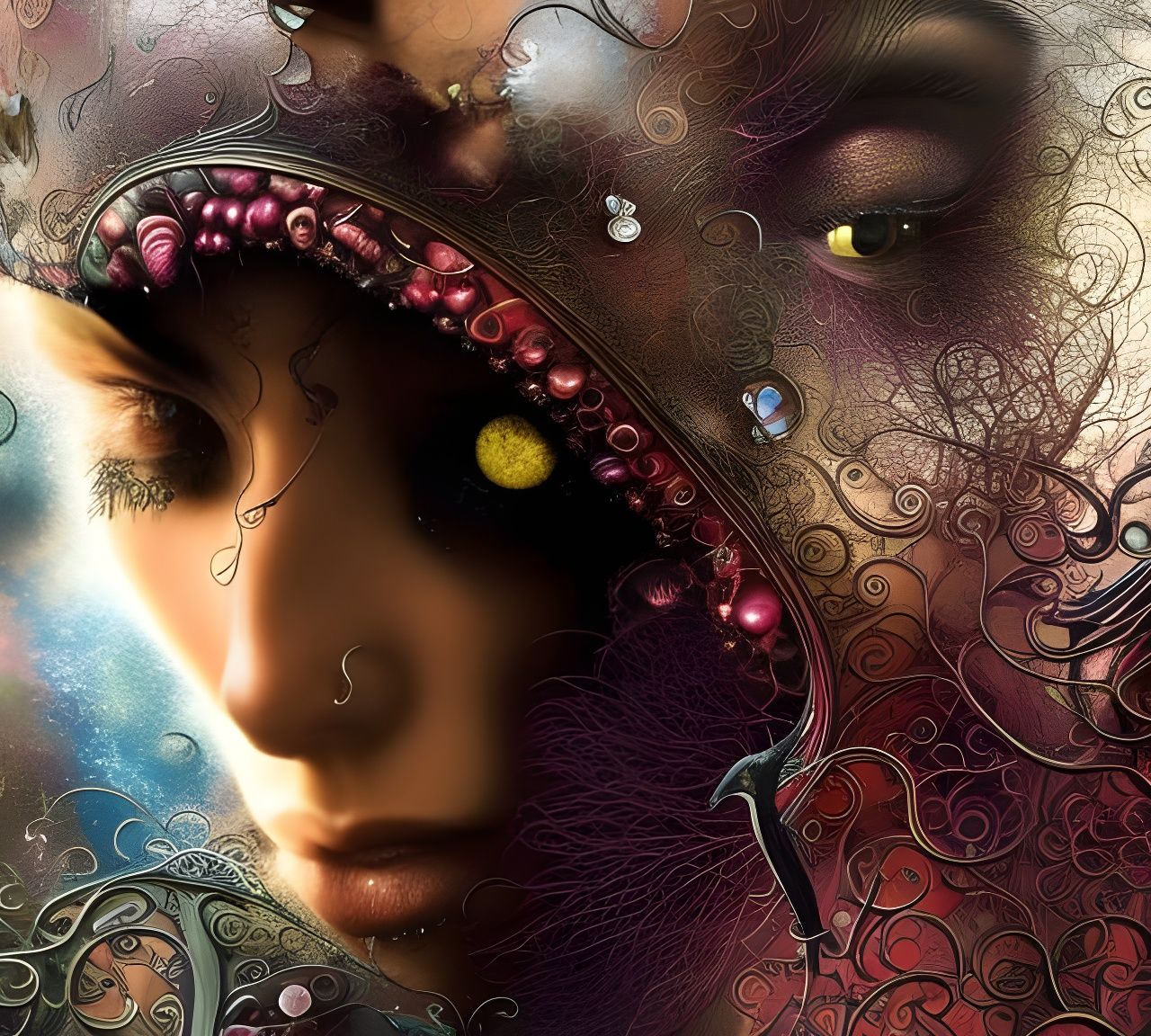 Broken Heart Trapped: Surreal Portrait in Glass