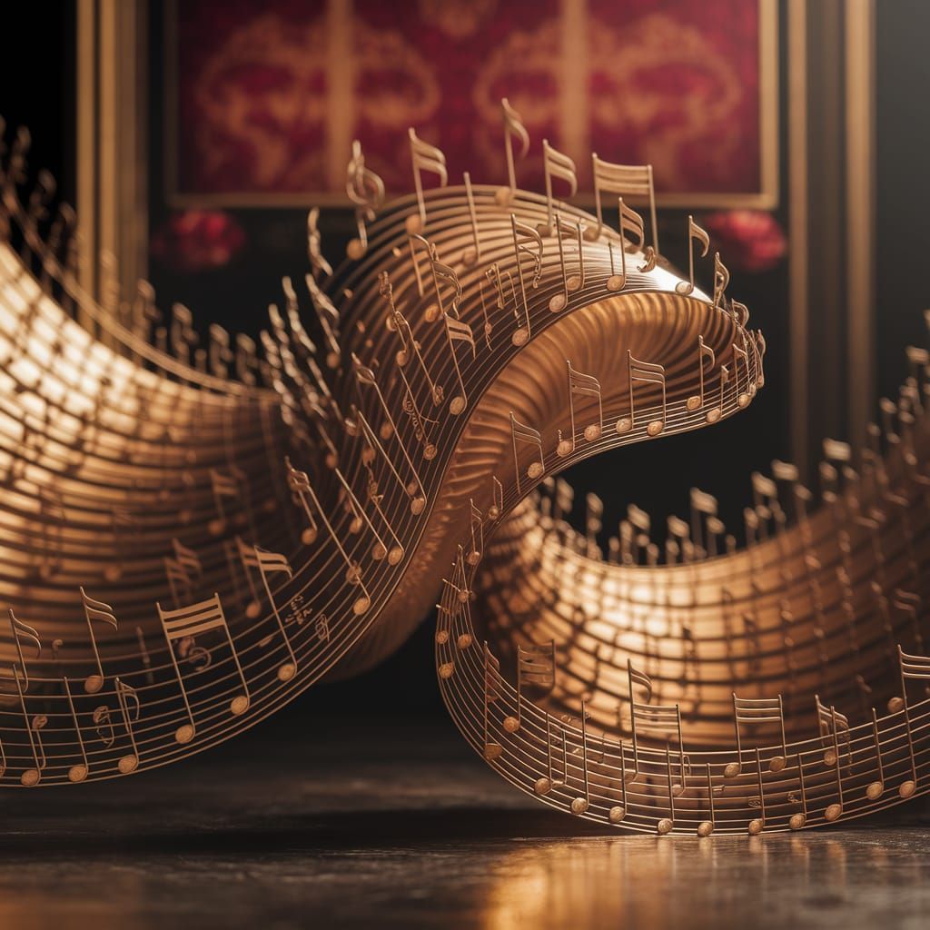 Golden Musical Notes in Symmetrical Arrangement