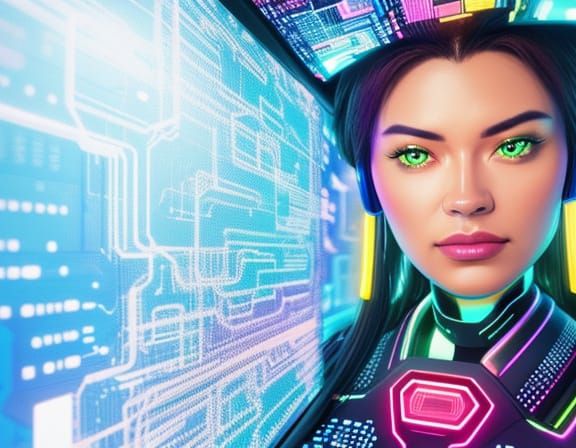 Futuristic NFT with Neon Glow and Pixelated Details