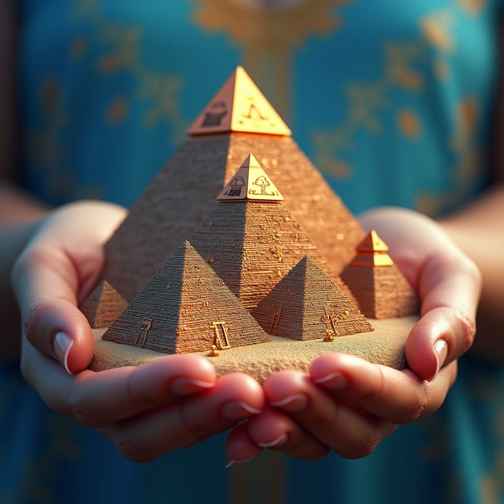 Egyptian Pyramids in Palm, Matte Painting Style