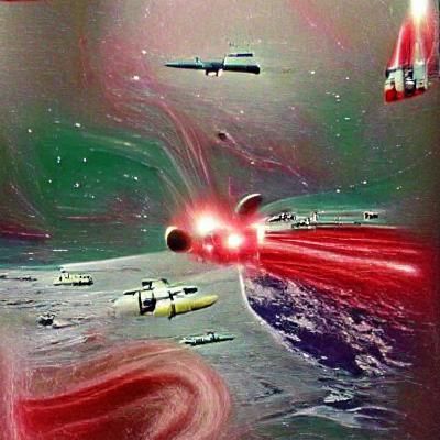 Retro Sci-Fi Space Battle from the 1960s