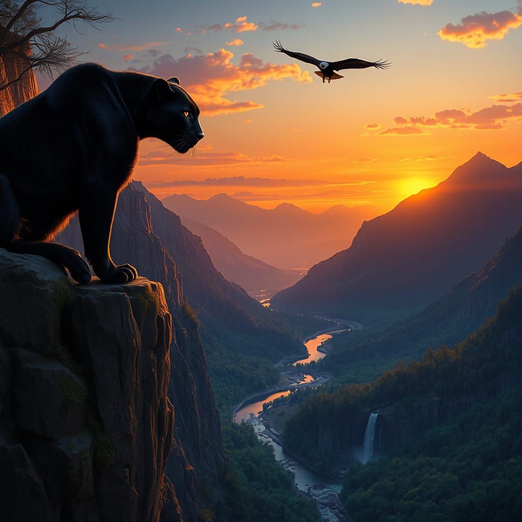 Regal Panther Surveys Dark Fantasy Valley
