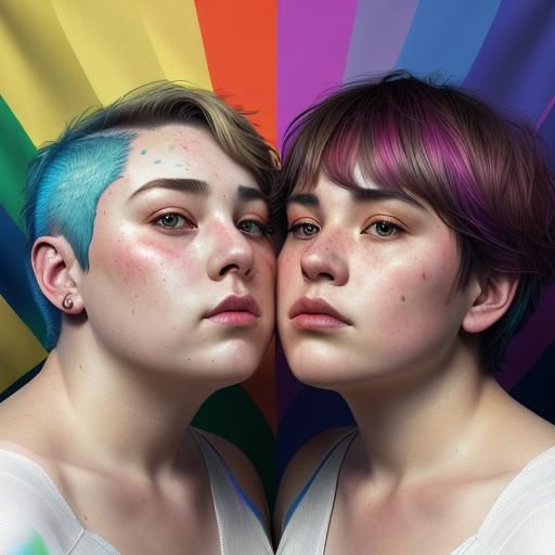 Pride: Two Women Kissing, Art Nouveau Portrait